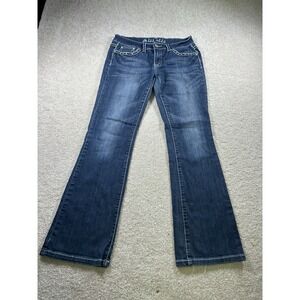 Miss Chic Size 9 Embellished Rhinestones Low Rise Thick‎ Stitch Denim Blue Jeans